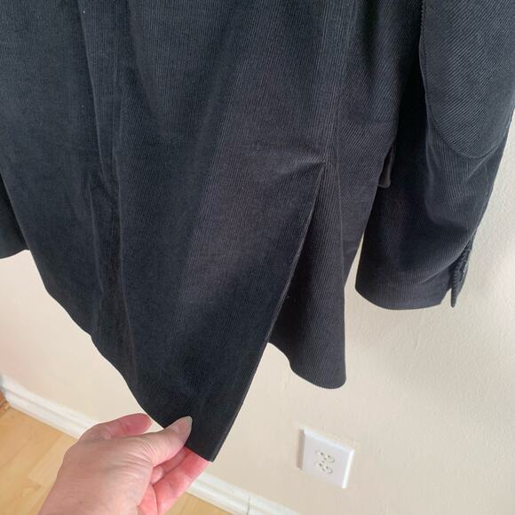 Stafford 48 Reg Classic Black Corduroy Sport Coat Blazer Jacket Elbow Patches - Picture 13 of 16